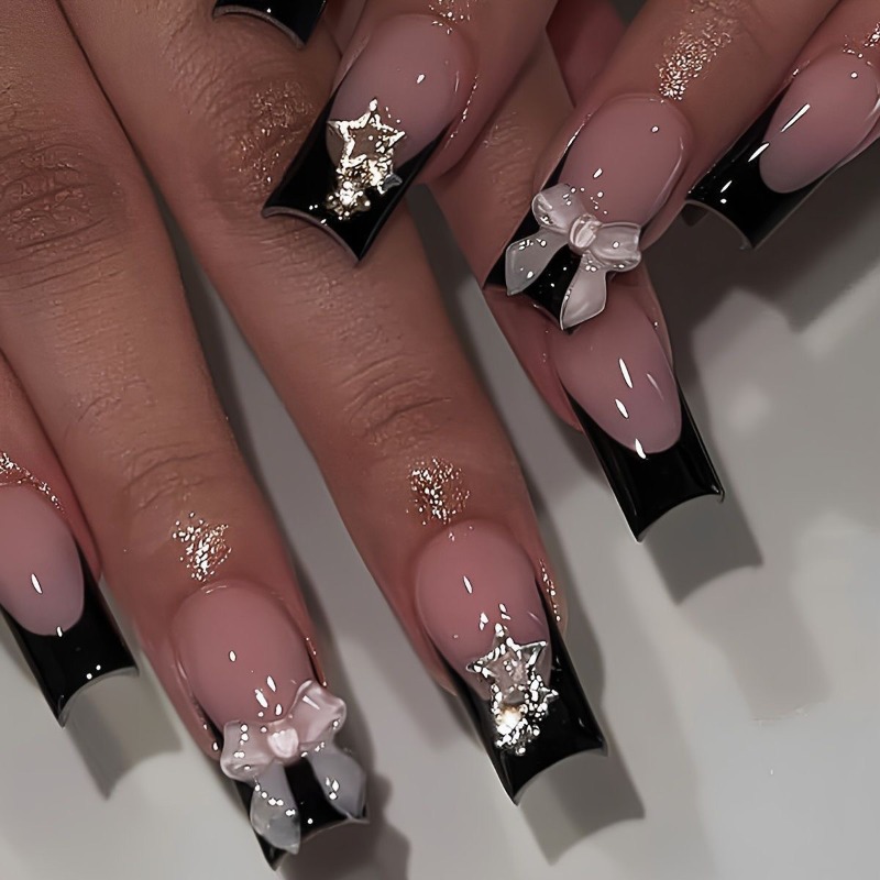 Nail Art Press On - 24 stuks zomerse lange opdruknagels, goedkope