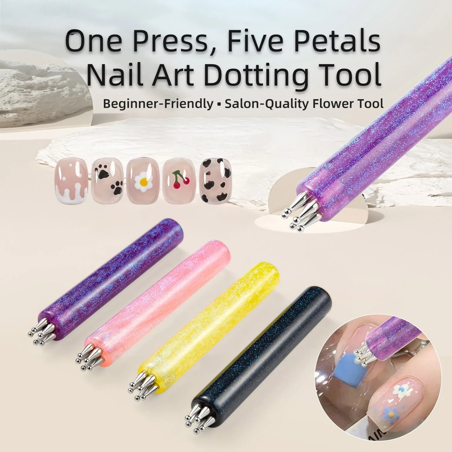 Nail Art One Stroke - 1 stuk nagelkunstpen met bloemvormige punt,