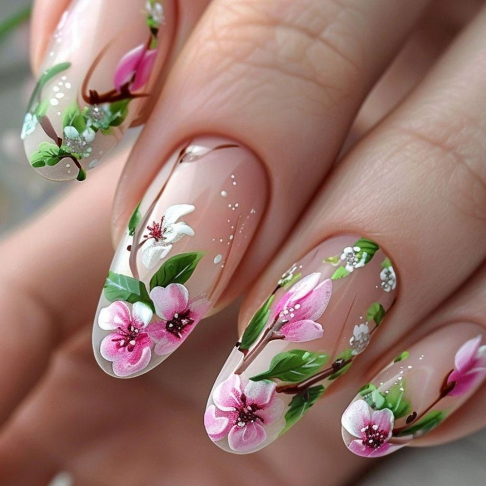 Nail Art Press On - Korte Amandel Druk op Nagels 3D