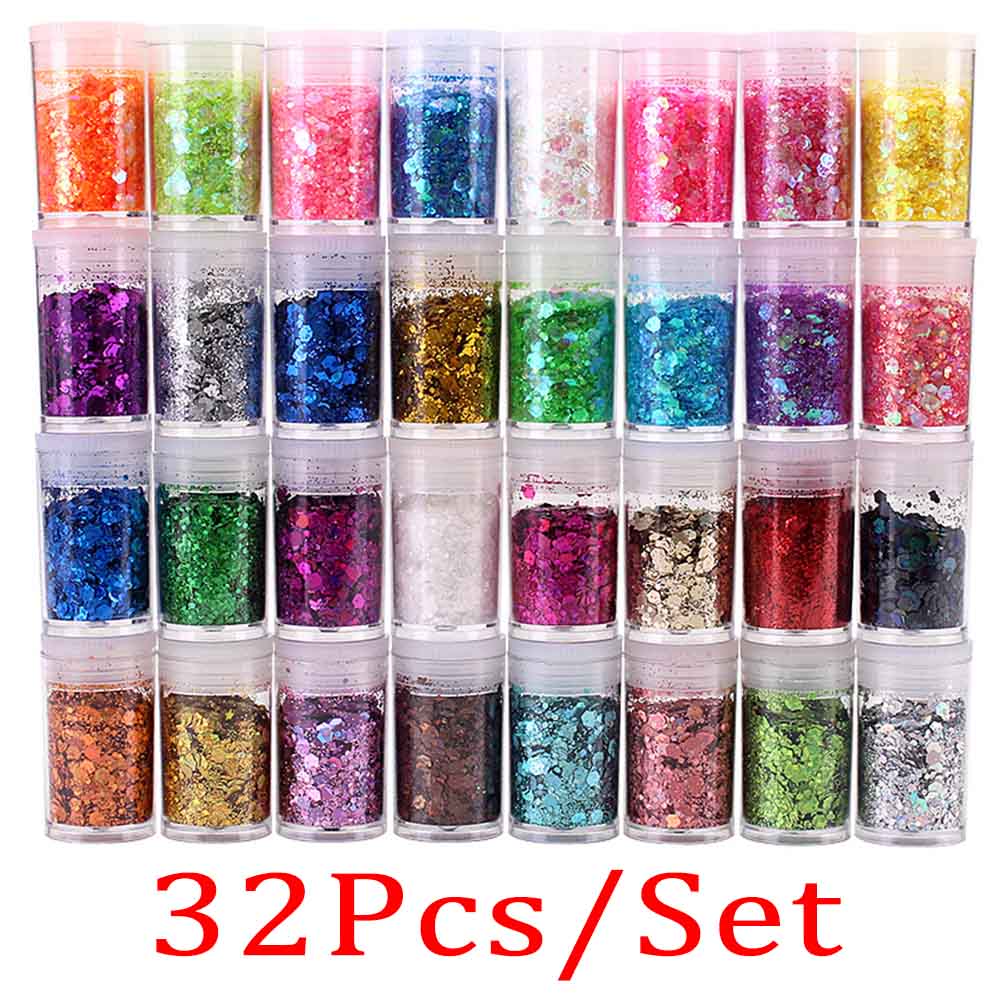 Dip Powder Nail - 32/24/20 Stuks Holografische Nail Glitter Vlokken