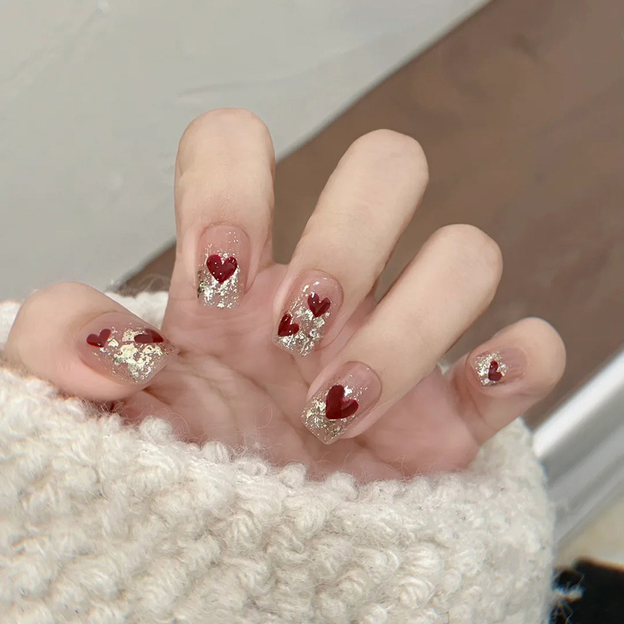 Nail Art Press On - 24 stuks/set korte vierkante nepnagels voor