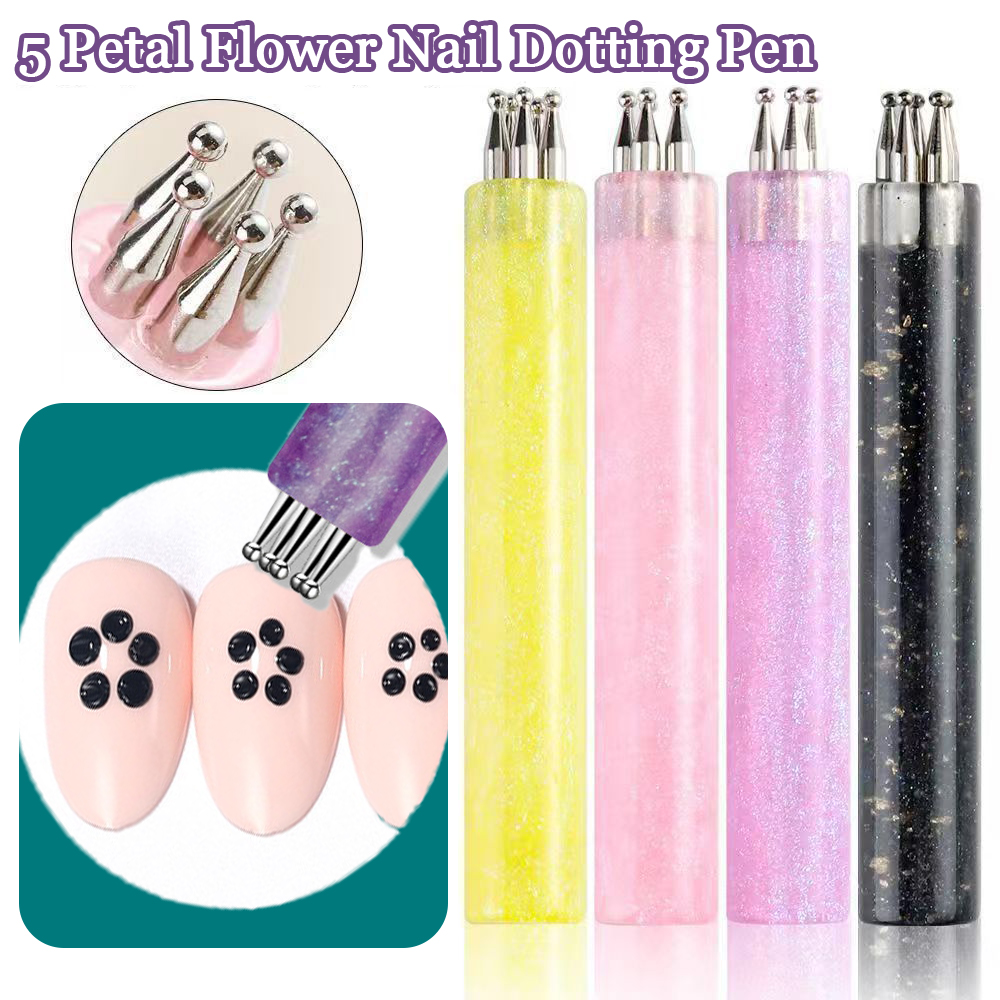 Nail Art One Stroke - 5-bladige bloemvormige nagelpuntstift, één-stroke design tool
