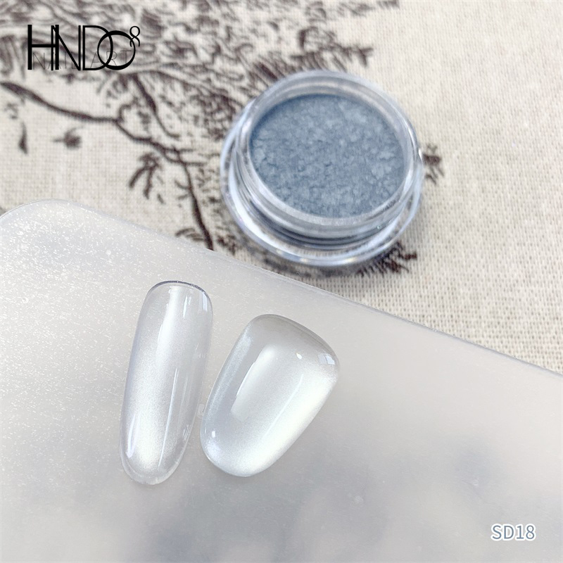 Dip Powder Nail - HNDO Nieuwe Zilver Wit 3D Cat