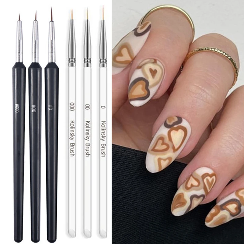 Nail Art One Stroke - 3 Stuks Nail Art Borstel Nail