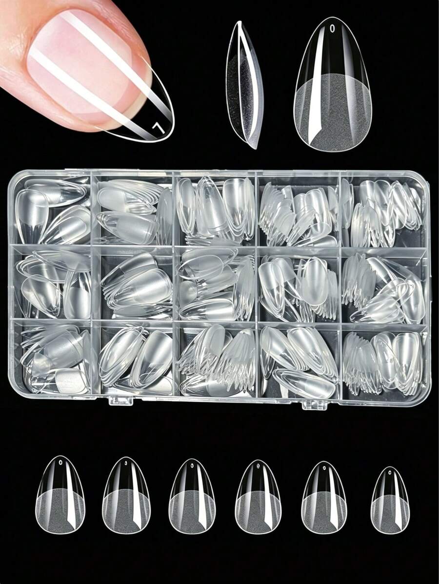 Nail Art Press On - 330 stuks korte amandelvormige acryl matte