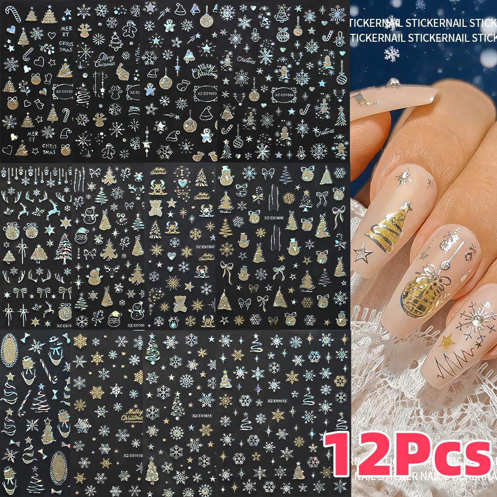 12 stuks 3D Laser Zilver Kerst - Nail Art Xmas Design recensie en prijs
