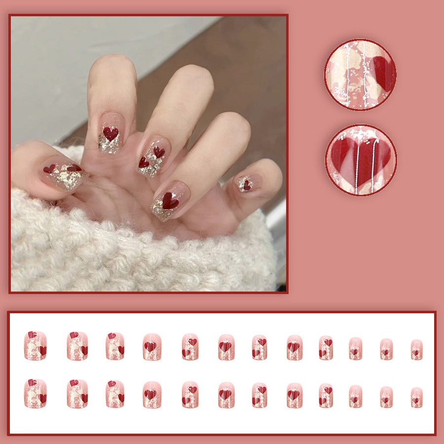 24 stuks/set korte vierkante n - Nail Art Press On recensie en prijs